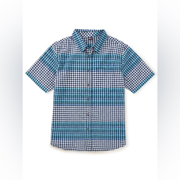 Tea Collection Men’s Button-Up Woven Shirt Lamu Plaid Cotton Linen Mix - Medium - Picture 1 of 10